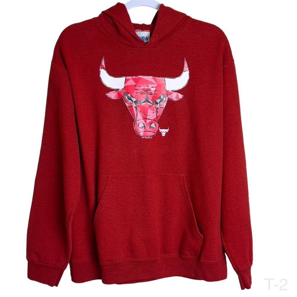 Nba mens large chicago bulls pullover red hoodie sweater